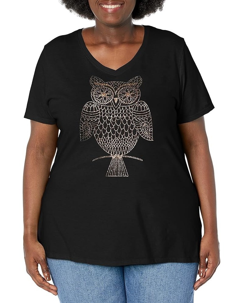 Women's Size Plus Printed Short-Sleeve V-Neck T-Shirt Discontinued Whoot Whoo $11.40 T-Shirts