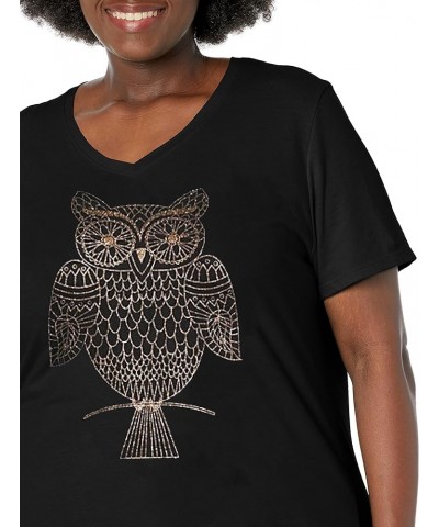 Women's Size Plus Printed Short-Sleeve V-Neck T-Shirt Discontinued Whoot Whoo $11.40 T-Shirts