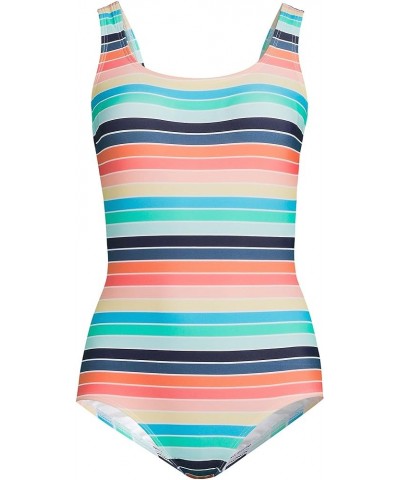 Women's Chlorine Resistant Soft Cup Tugless Sporty One Piece Swimsuit Deep Sea Navy/Multi Stripe $33.88 Swimsuits