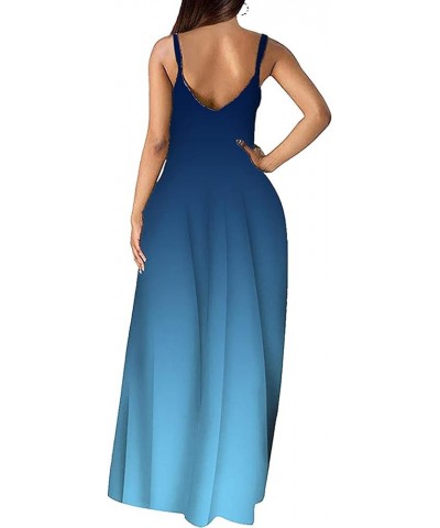 Women's Maxi Dresses Summer Colorful Casual Floral Sleeveless Plus Size Long Sundresses 2023 Blue/Es $16.00 Dresses