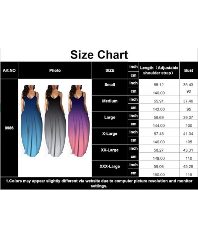 Women's Maxi Dresses Summer Colorful Casual Floral Sleeveless Plus Size Long Sundresses 2023 Blue/Es $16.00 Dresses