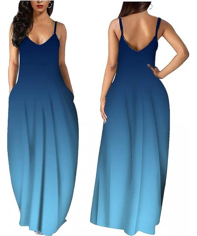 Women's Maxi Dresses Summer Colorful Casual Floral Sleeveless Plus Size Long Sundresses 2023 Blue/Es $16.00 Dresses