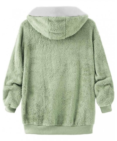 Womens Winter Fuzzy Fleece Jacket Color Artificial Wool Zipper Drawstring Winter Coats for Women 2023 Trendy Coat D-green $17...