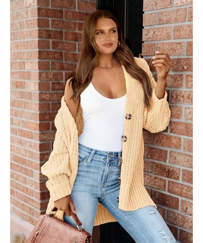 Women's Long Sleeve Oversized Cable Knit Sweater Cardigan 2023 Fall Open Front Button Down Chunky Knit Outwear Coat Beige $20...