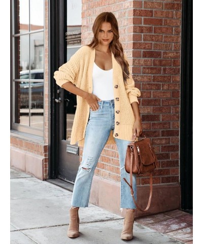 Women's Long Sleeve Oversized Cable Knit Sweater Cardigan 2023 Fall Open Front Button Down Chunky Knit Outwear Coat Beige $20...