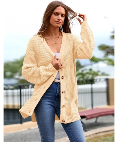 Women's Long Sleeve Oversized Cable Knit Sweater Cardigan 2023 Fall Open Front Button Down Chunky Knit Outwear Coat Beige $20...