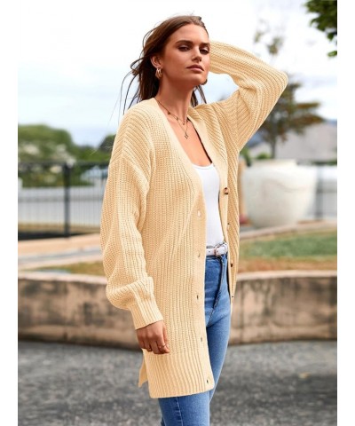 Women's Long Sleeve Oversized Cable Knit Sweater Cardigan 2023 Fall Open Front Button Down Chunky Knit Outwear Coat Beige $20...