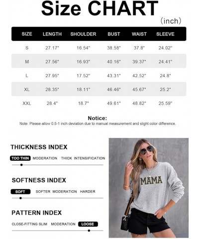 Mama Sweatshirt Womens Glitter Patch MAMA Shirt Mama Letter Print Long Sleeve Loose Fashion Pullover Top Grey $14.20 Hoodies ...