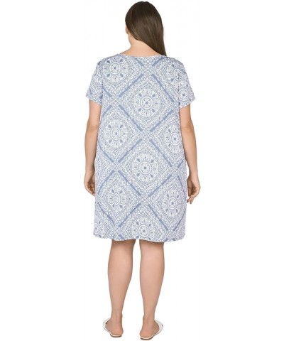 Ruby Rd.Women's Plus-Size Bandana Puff Print Dress Slate Blue $10.50 Dresses