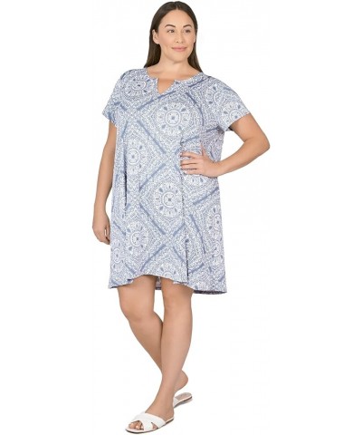 Ruby Rd.Women's Plus-Size Bandana Puff Print Dress Slate Blue $10.50 Dresses