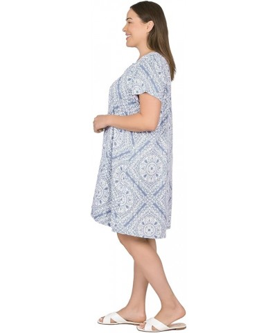 Ruby Rd.Women's Plus-Size Bandana Puff Print Dress Slate Blue $10.50 Dresses