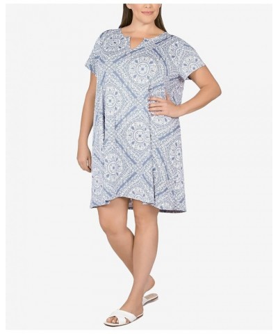 Ruby Rd.Women's Plus-Size Bandana Puff Print Dress Slate Blue $10.50 Dresses