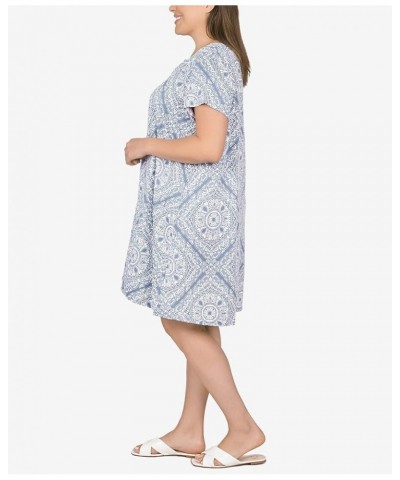 Ruby Rd.Women's Plus-Size Bandana Puff Print Dress Slate Blue $10.50 Dresses