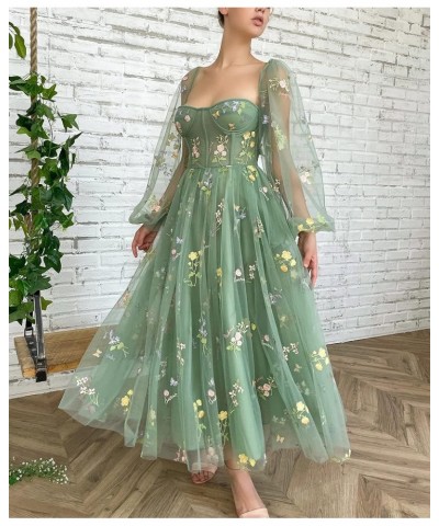 Flower Embroidery Tulle Homecoming Dresses for Teens Spaghetti Straps Short Prom Party Gown A-white--long Sleeve $30.55 Dresses