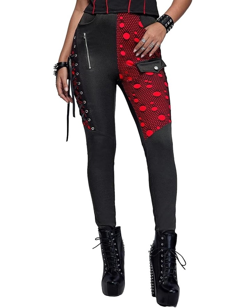 Rosegal Womens Plus Size Gothic High Waisted Skinny Pull On Pants Black_5 $17.01 Pants