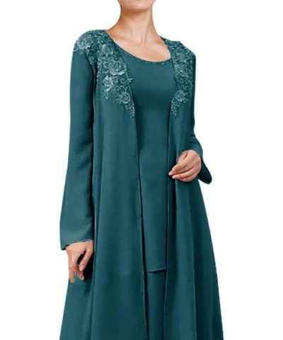 3 Pieces Mother of The Bride Dresses Pant Suits for Wedding Lace Chiffon Long Formal Gown Outfit Set with Jacket Dark Green $...