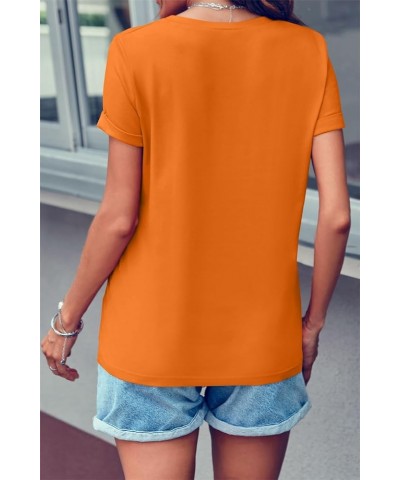 Women's Tops Cute Graphic Print Summer Causal Cotton Round Neck Short Sleeve Blouses T Shirt 01-orange $14.39 T-Shirts