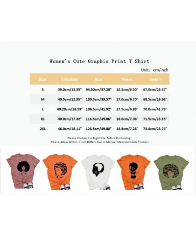 Women's Tops Cute Graphic Print Summer Causal Cotton Round Neck Short Sleeve Blouses T Shirt 01-orange $14.39 T-Shirts