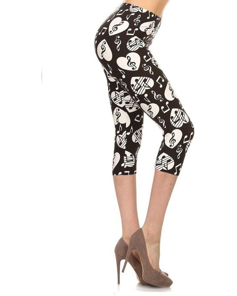 High Waisted Family & Holiday Events Print Leggings for Women - Reg, Plus, 1X3X, 3X5X Capri Heart Melodies $7.97 Leggings