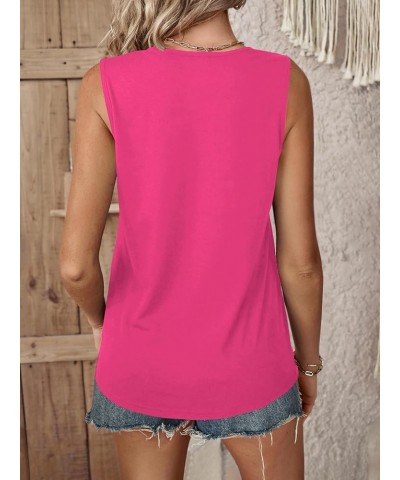 Women Cut Out Rock Ripped Tank Tops Trendy Going Out Concert Tees Shirts Rose Pink $14.49 Tanks