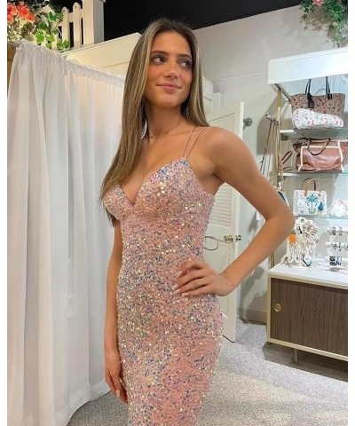 Spaghetti Straps Sequin Prom Dress V-Neck Backless Mermaid Sparkly Women Formal Evening Gowns Royal Blue $38.24 Dresses