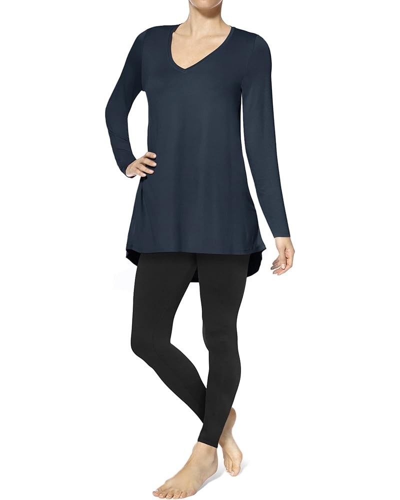 Women's Perfect Legging Tunic Tee Long Sleeve Oxford Blue $10.32 Tops