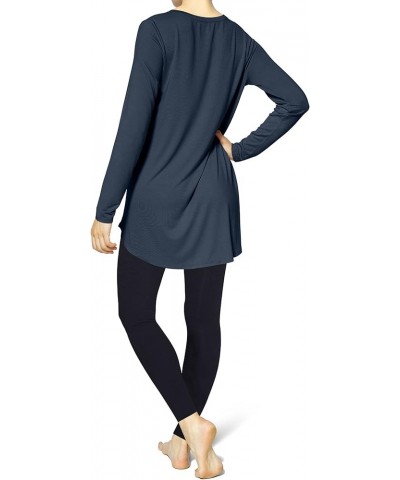 Women's Perfect Legging Tunic Tee Long Sleeve Oxford Blue $10.32 Tops