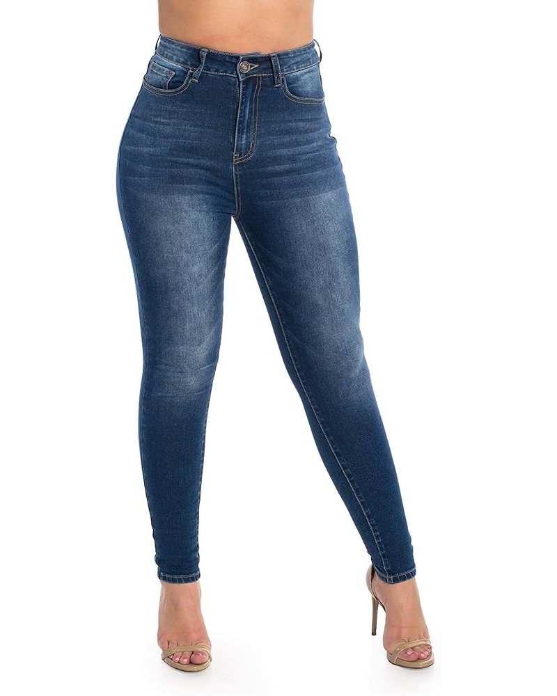 Women's Stretchy 5 Pocket Distressed High Waist Skinny Jeans High Waistlight Blue2 $16.45 Jeans