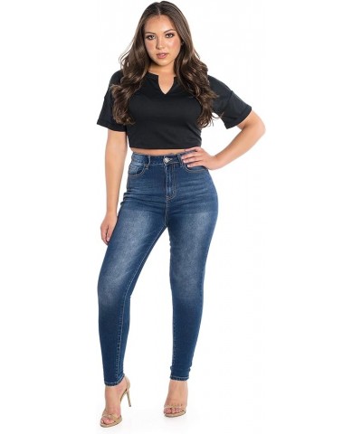 Women's Stretchy 5 Pocket Distressed High Waist Skinny Jeans High Waistlight Blue2 $16.45 Jeans