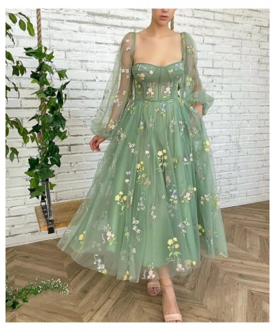 Flower Embroidery Tulle Homecoming Dresses for Teens Spaghetti Straps Short Prom Party Gown A-white--long Sleeve $30.55 Dresses