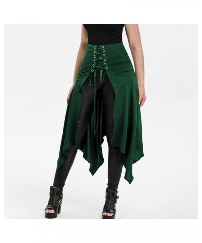 Women‘s Halloween Cosplay Umbrella Skirt Casual Loose Stitching Irregular Strappy Sexy Skirt P1-green $10.63 T-Shirts