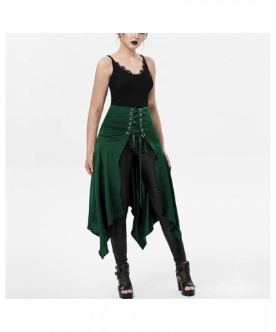 Women‘s Halloween Cosplay Umbrella Skirt Casual Loose Stitching Irregular Strappy Sexy Skirt P1-green $10.63 T-Shirts