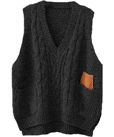 Women's V-Neck Knitted Sweaters Vests Sleeveless Casual Pullover Top $20.29 Sweaters