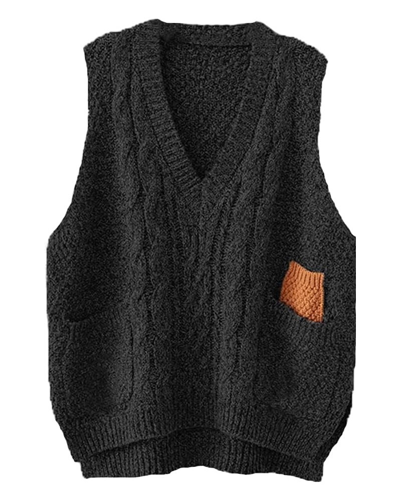 Women's V-Neck Knitted Sweaters Vests Sleeveless Casual Pullover Top $20.29 Sweaters