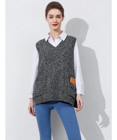 Women's V-Neck Knitted Sweaters Vests Sleeveless Casual Pullover Top $20.29 Sweaters