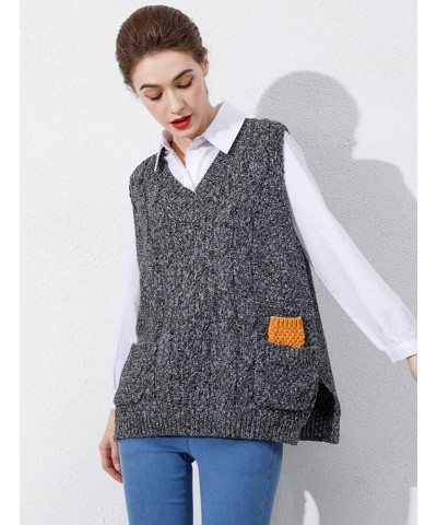 Women's V-Neck Knitted Sweaters Vests Sleeveless Casual Pullover Top $20.29 Sweaters