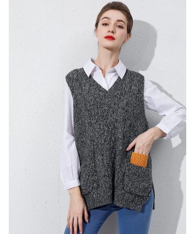 Women's V-Neck Knitted Sweaters Vests Sleeveless Casual Pullover Top $20.29 Sweaters