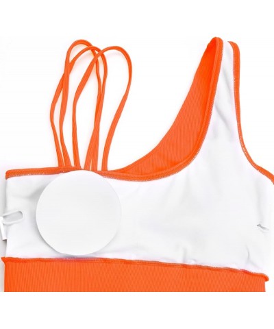 Maternity Two Piece Swimsuit High Waisted Strappy Bikini Set Bathing Suit Orange $15.96 Swimsuits