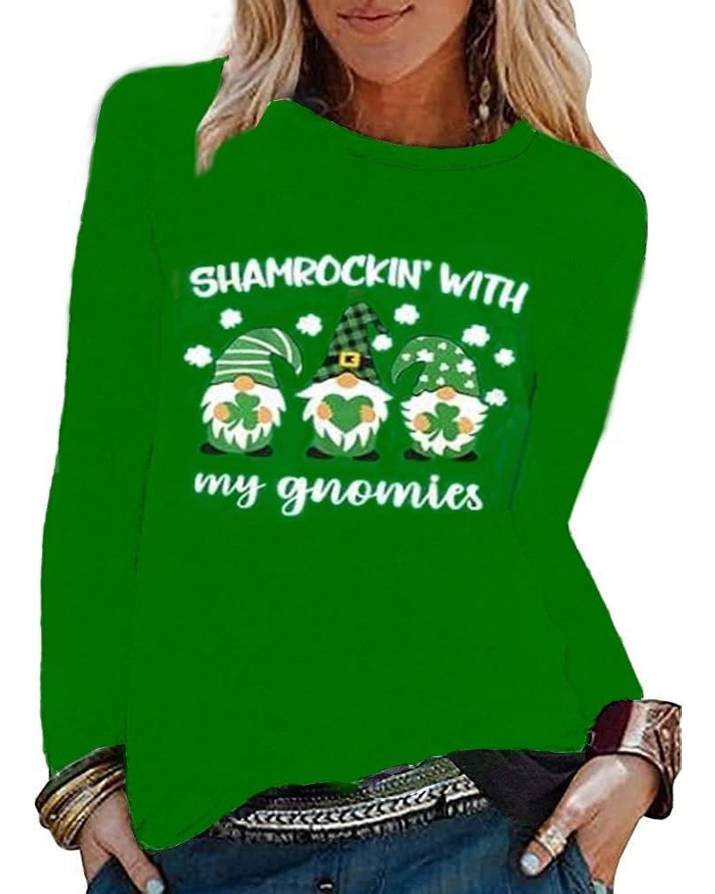 St. Patrick's Day Women's Green Shamrock Clover Leaf Print Irish T-Shirt Cute Graphic Tees Three Gom $12.46 T-Shirts