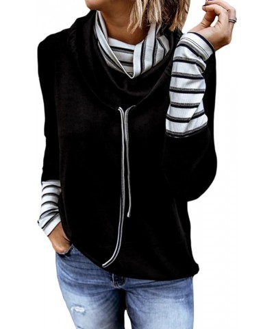 Sweatshirts for Women Casual Striped Splicing High Neck Sweatshirt Long Sleeve High Neck Daily Fashion Outfits Black $8.82 Ho...