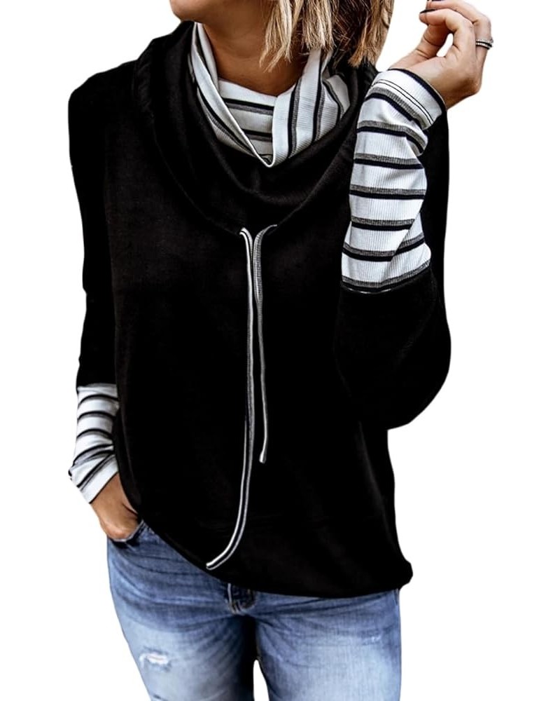 Sweatshirts for Women Casual Striped Splicing High Neck Sweatshirt Long Sleeve High Neck Daily Fashion Outfits Black $8.82 Ho...