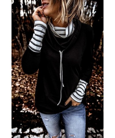 Sweatshirts for Women Casual Striped Splicing High Neck Sweatshirt Long Sleeve High Neck Daily Fashion Outfits Black $8.82 Ho...