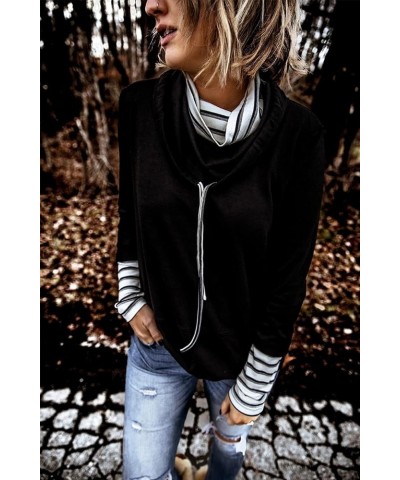 Sweatshirts for Women Casual Striped Splicing High Neck Sweatshirt Long Sleeve High Neck Daily Fashion Outfits Black $8.82 Ho...