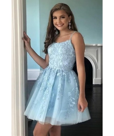 Lace Appliques Tulle Homecoming Dresses Short Spaghetti Straps Prom Cocktail Party Dresses Gold $26.09 Dresses