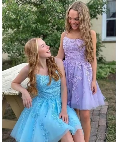 Lace Appliques Tulle Homecoming Dresses Short Spaghetti Straps Prom Cocktail Party Dresses Gold $26.09 Dresses