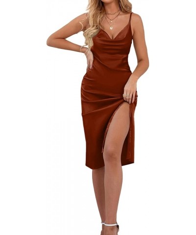 Corset Dress for Women Satin Birthday Sexy Cocktail Formal Dresses Spaghetti Strap Split Bodycon Dress 011-light Brown $20.29...