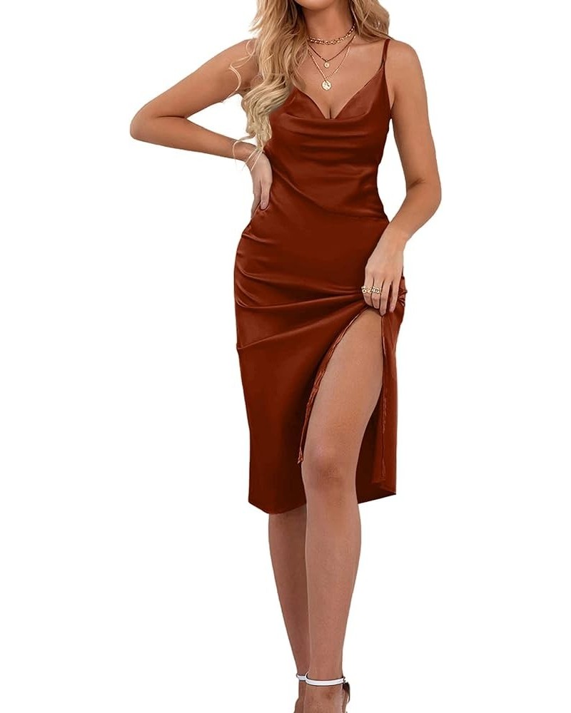 Corset Dress for Women Satin Birthday Sexy Cocktail Formal Dresses Spaghetti Strap Split Bodycon Dress 011-light Brown $20.29...