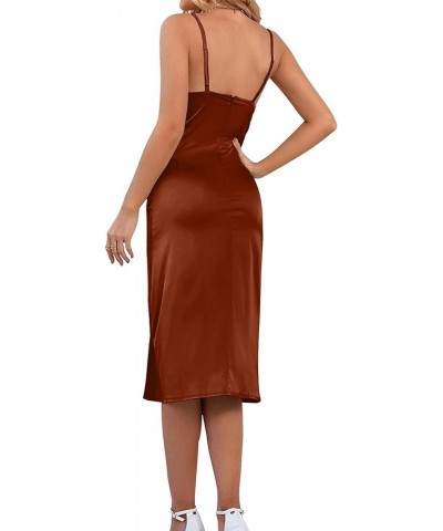 Corset Dress for Women Satin Birthday Sexy Cocktail Formal Dresses Spaghetti Strap Split Bodycon Dress 011-light Brown $20.29...