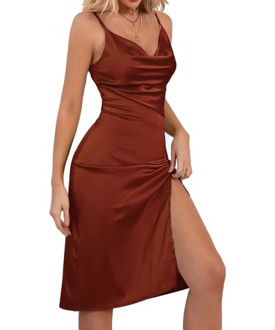 Corset Dress for Women Satin Birthday Sexy Cocktail Formal Dresses Spaghetti Strap Split Bodycon Dress 011-light Brown $20.29...