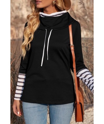 Sweatshirts for Women Casual Striped Splicing High Neck Sweatshirt Long Sleeve High Neck Daily Fashion Outfits Black $8.82 Ho...